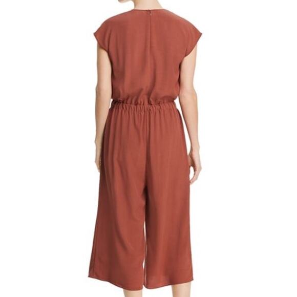 Eileen Fisher PS Petite Small Russet Orange Wide Leg Jumpsuit Surplice Neck - Picture 11 of 11